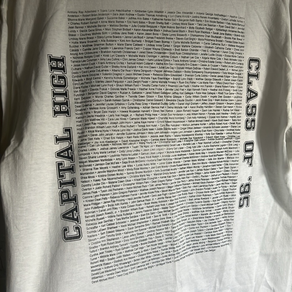 CHS Capital High class of ‘95 single stitch tee shirt Sz. Large - Picture 5 of 17